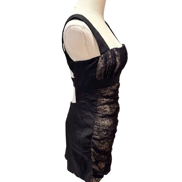 Y2K Jessica McClintock Babydoll Black Lace Illusion Mini Womens Dress Size 6 - Picture 4 of 13